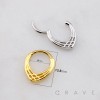 SPIKE CHEVRON WOVEN V-SHAPE WEAVE FRONT 316L SURGICAL STEEL SEPTUM HINGED SEGMENT HOOP RING